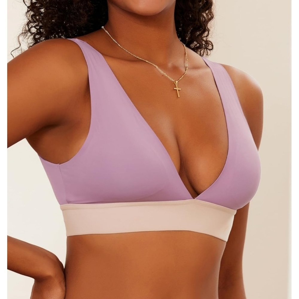 KnowYou V-Front Elegant Mauve and Cream Bralette